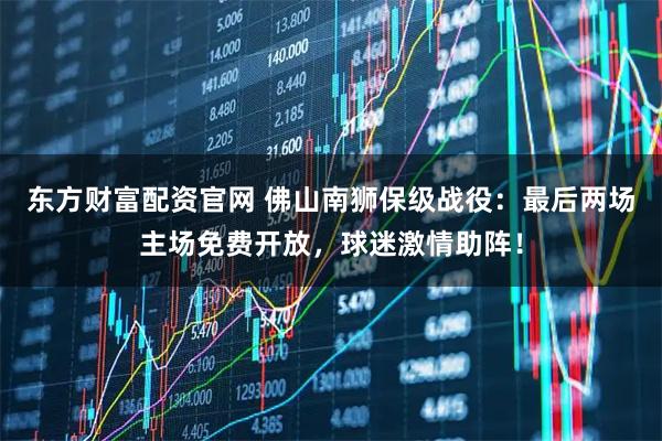 东方财富配资官网 佛山南狮保级战役：最后两场主场免费开放，球迷激情助阵！